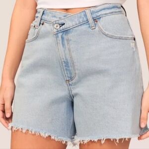 Abercrombie & Fitch Jean Shorts The Dad Short Hi Rise Cutoffs Blue Denim Size 25